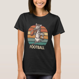 zebra Playing American Football retro vintage zebr Tシャツ