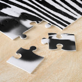 Zebra portrait black and white photo ジグソーパズル (側面)