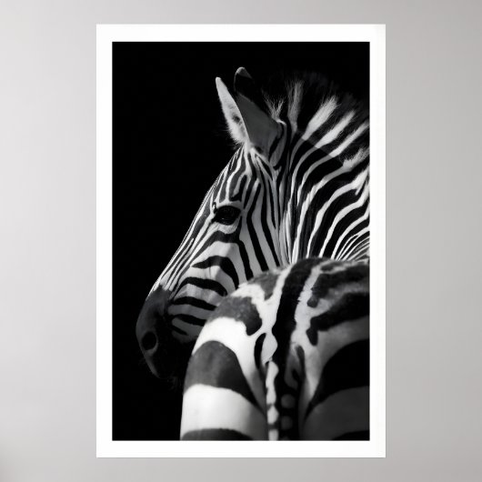 Zebra Portrait Print Modern Black and White Wall ポスター (正面)