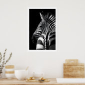 Zebra Portrait Print Modern Black and White Wall ポスター (キッチン)