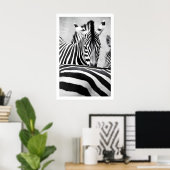 Zebra Portrait Wall Art Graphic Black and White ポスター (ホームオフィス)