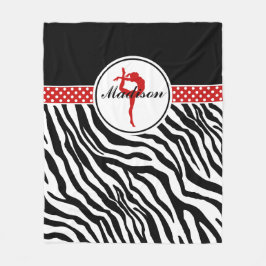 Zebra Print体操(赤い詳細) フリースブランケット