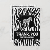 Zebra Print 3.5インチx 5インチ寄付 サンキューカード (正面/裏面)