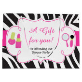 Zebra print birthday Pamperパーティーありがとう ラージペーパーバッグ (裏面)