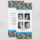 Zebra Print Birthday Partyパーソナライズされたの招待 招待状 (正面/裏面)