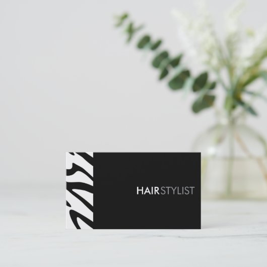 Zebra Print Black モダン Stylist名刺 名刺 (スタンド正面)