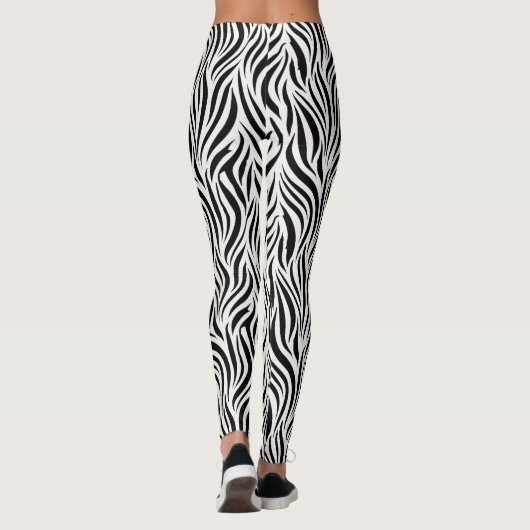 Zebra Print Black White Bold Animal Pattern レギンス (裏面)