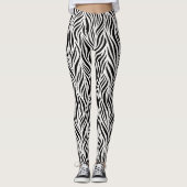 Zebra Print Black White Bold Animal Pattern レギンス (正面)