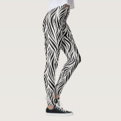 Zebra Print Black White Bold Animal Pattern レギンス (右)