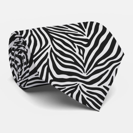 Zebra Print Classic Black & White ネクタイ (ロール)