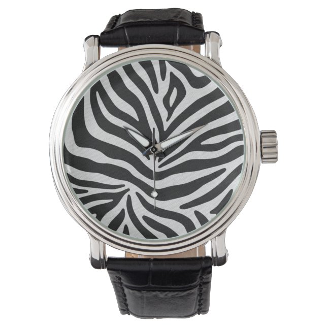 Zebra Print Classic Black & White 腕時計 (正面)