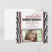 Zebra Print Graduation Announcement (red) 招待状 (正面/裏面)