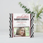 Zebra Print Graduation Announcement (red) 招待状 (スタンド正面)