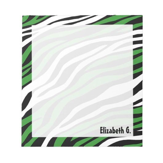 Zebra Print Green Mix パーソナライズされた Notepad ノートパッド (正面)