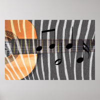 Zebra Print Guitar with Notes