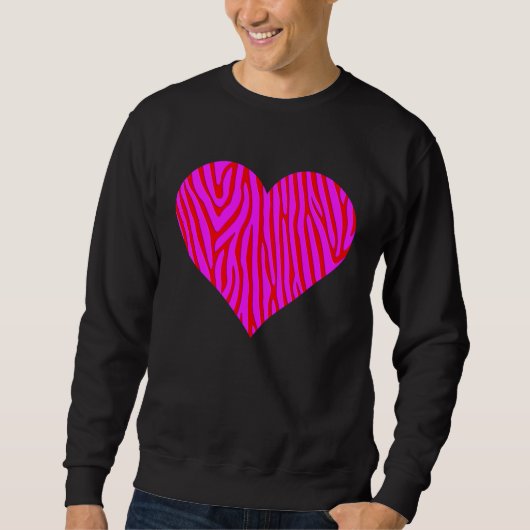 Zebra Print Heart Love Graphic Cute Valentines Day スウェットシャツ (正面)
