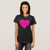 Zebra Print Heart Love Graphic Cute Valentines Day Tシャツ (正面フル)