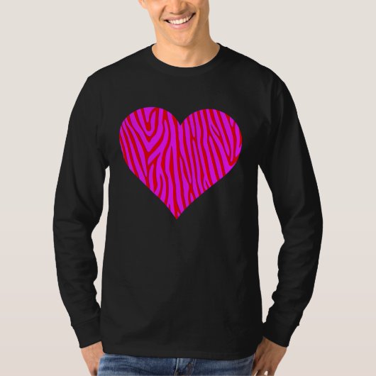 Zebra Print Heart Love Graphic Cute Valentines Day Tシャツ (正面)