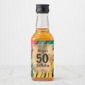 Zebra Print Miniの50誕生日金ゴールド リキュールボトルラベル (正面)