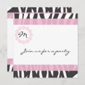 Zebra Print Monogram Birthday Party Invitation（ゼブラ 招待状 (正面/裏面)