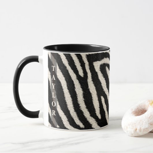 Zebra Print Mug with Custom Name マグカップ (ドーナツ)