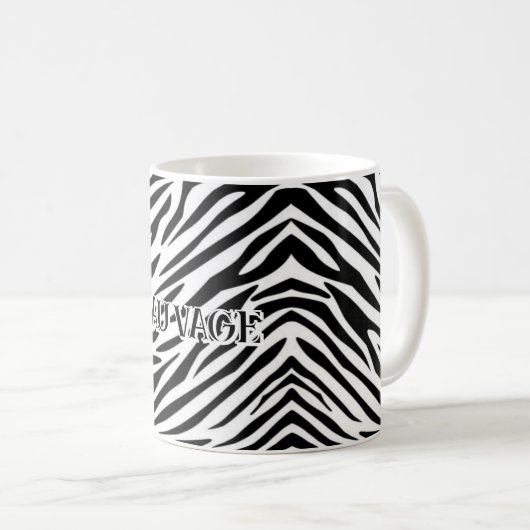 Zebra Print Mug with “Sauvage” Text コーヒーマグカップ (正面右)