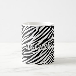 Zebra Print Mug with “Sauvage” Text コーヒーマグカップ