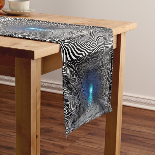 Zebra Print Optical Illusion ショートテーブルランナー (インサイチュ)