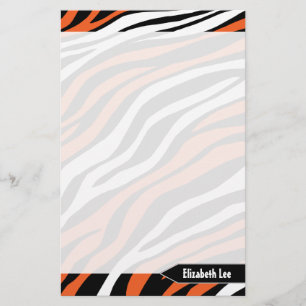 Zebra Print Orange Mix文房具パーソナライズされた 便箋