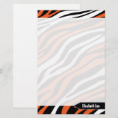 Zebra Print Orange Mix文房具パーソナライズされた 便箋 (正面/裏面)