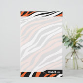 Zebra Print Orange Mix文房具パーソナライズされた 便箋 (スタンド正面)