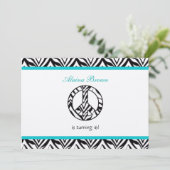 Zebra Print Peace Sign Birthday Party Invitation 招待状 (スタンド正面)
