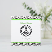 Zebra Print Peace Sign Birthday Party Invitation 招待状 (スタンド正面)