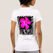 Zebra Print Performance Shirtのホットピンクのハイビスカス Tシャツ (裏面)