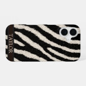 Zebra Print Phone Case with Custom Name iPhone 16ケース (裏面横)