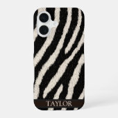 Zebra Print Phone Case with Custom Name iPhone 16ケース (裏面)