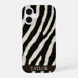 Zebra Print Phone Case with Custom Name iPhone 16ケース