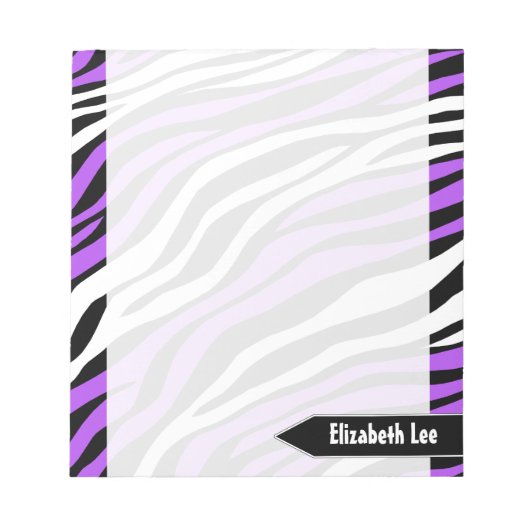 Zebra Print Purple Mix パーソナライズされた Notepad ノートパッド (正面)