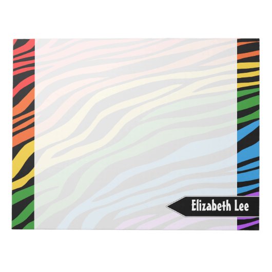 Zebra Print Rainbow Mix パーソナライズされた Notepad ノートパッド (正面)