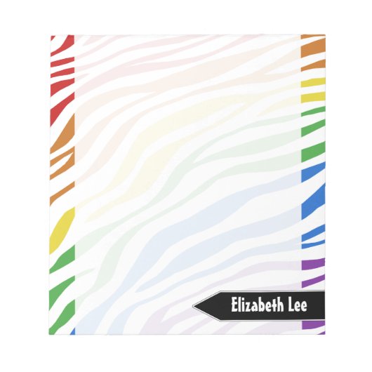 Zebra Print Rainbow Mix パーソナライズされた Notepad ノートパッド (正面)