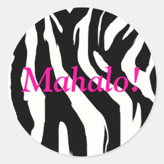 Zebra Print Round Mahaloスタンプ – ありがとう ラウンドシール