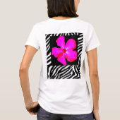 Zebra Print Tシャツのホットピンクハイビスカス Tシャツ (裏面)