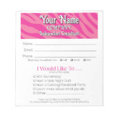 Zebra Print Vendor Event Leads Drawing Slip ノートパッド (正面)