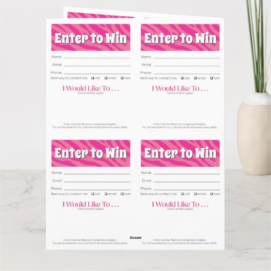 Zebra Printable Vendor Slips – Editable Download カード (裏面)