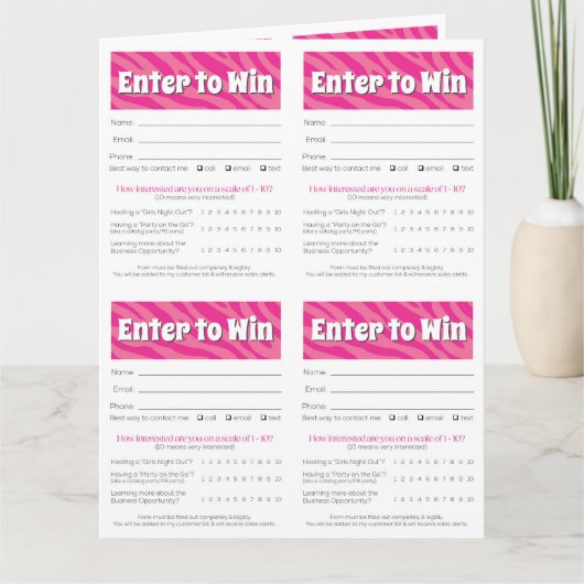 Zebra Printable Vendor Slips – Editable Download カード (正面)