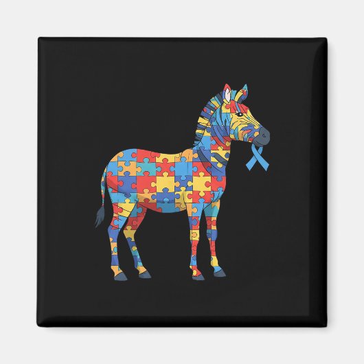 Zebra Puzzle Autism Awareness Autistic Womens Mens マグネット (正面)