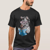 Zebra Reading Book Glasses Illustration Tシャツ (正面)