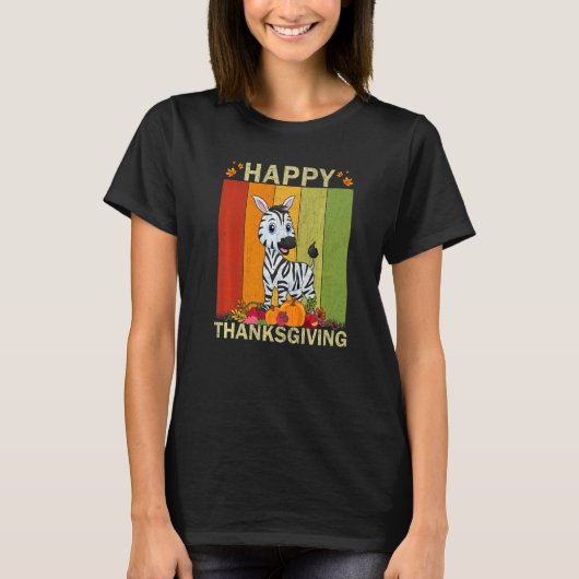Zebra  Retro Graphic Family Matching Thanksgiving Tシャツ (正面)