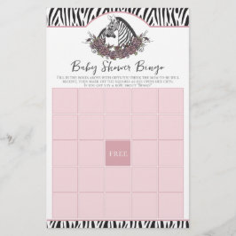 Zebra Safari Baby Shower Bingo Game