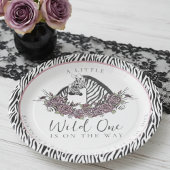 Zebra Safari Baby Shower Little Wild One Party ペーパープレート